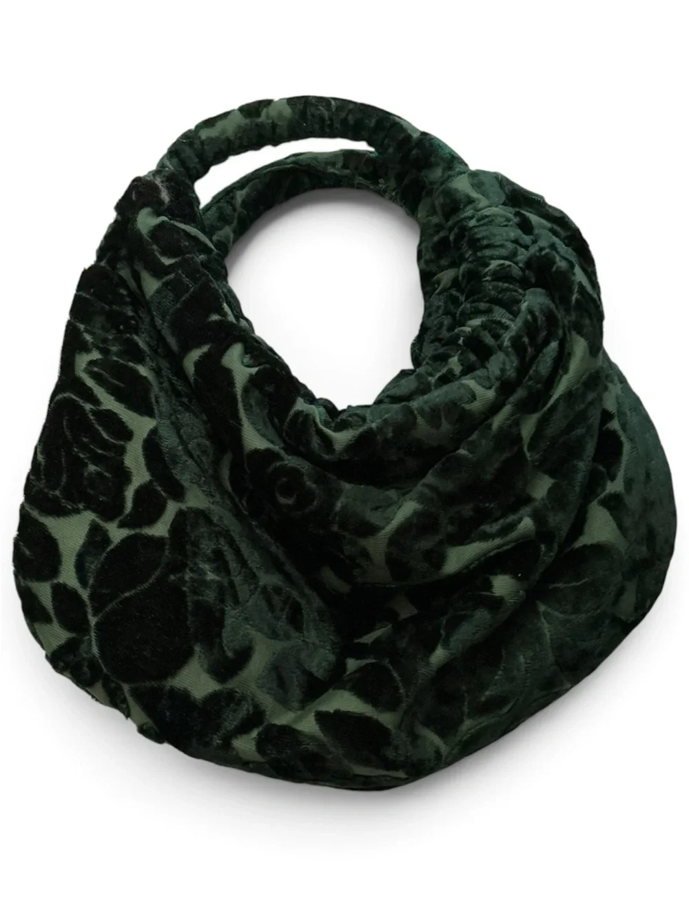 Plush Velvet Ruched Hobo Bag in Dark Green